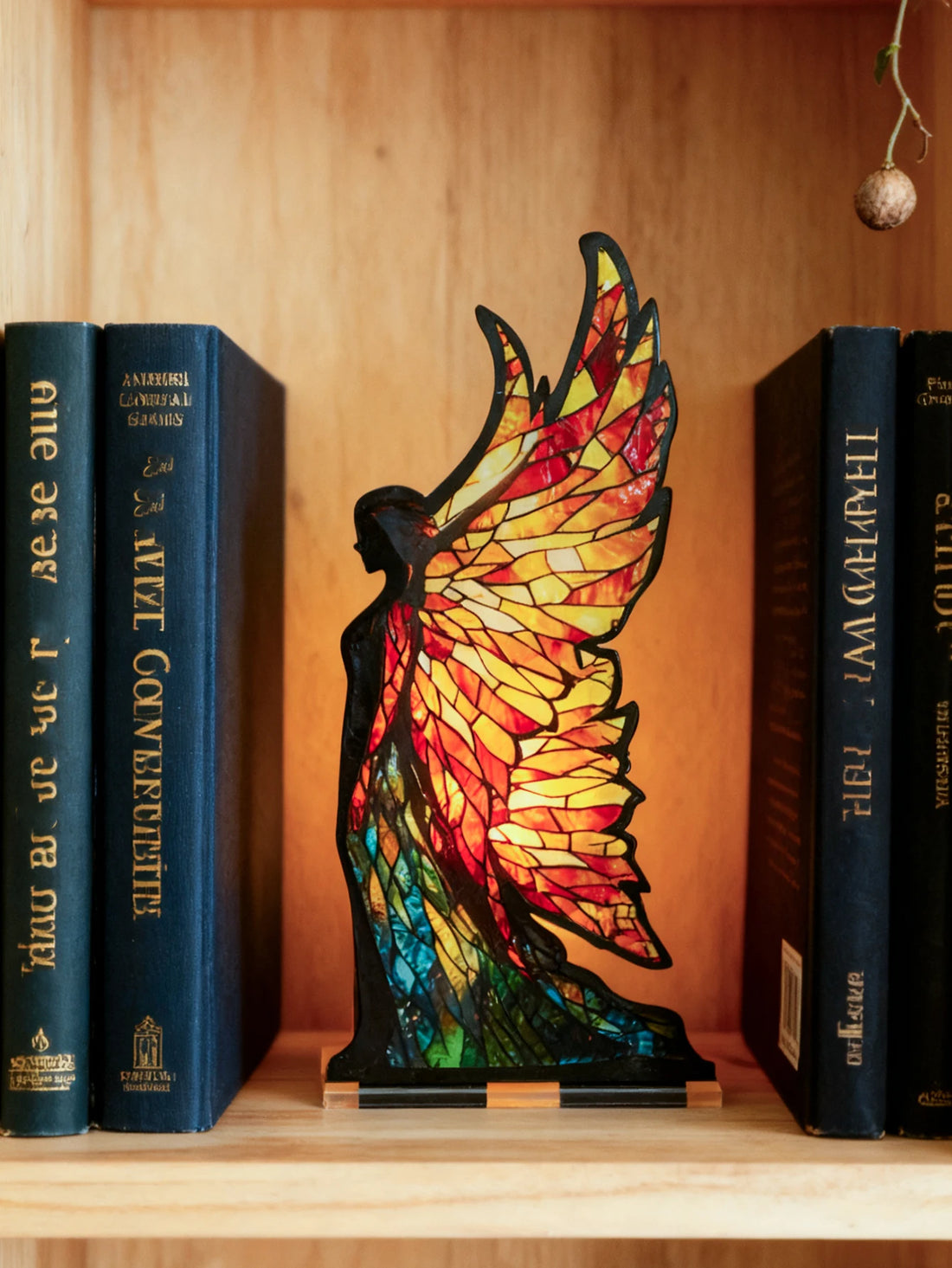 Angel Wing Decor Acrylic Candle Holder Colorful Tabletop Decoration Artistic Ornaments for Bookshelf, Desktop,Office & Home Gift