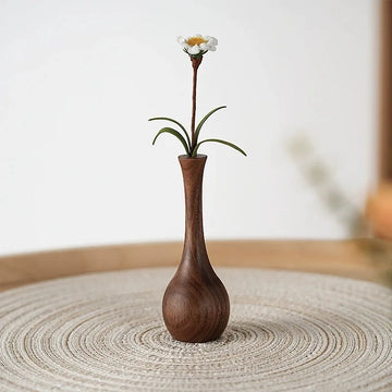 Black Walnut Solid Wood Flower Vase Creative Vase Chinese Style Desktop Simple Small Ornament Decorative Flower Vase Small Flowe