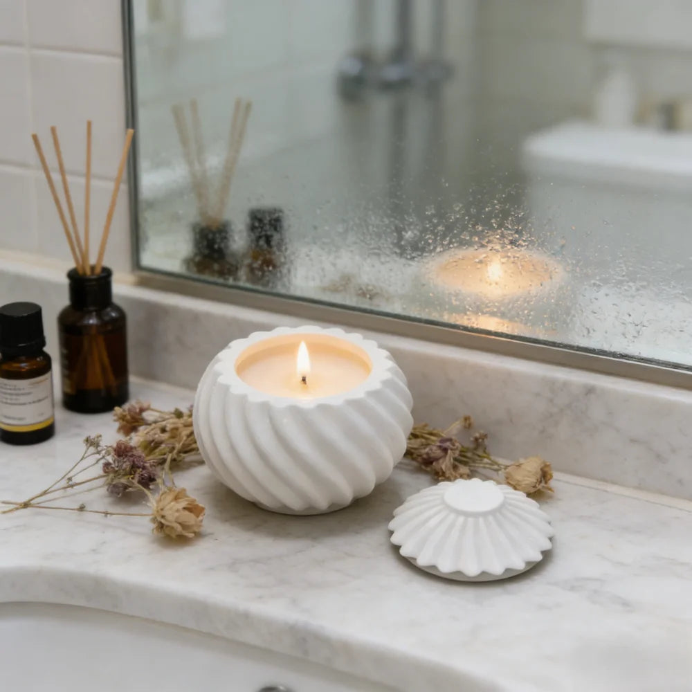 Reusable Spiral Candle Cup Silicone Mold Pear/Round Flowerpot Casting Tool for DIY Resin Plaster Aromatherapy Craft Home Decor