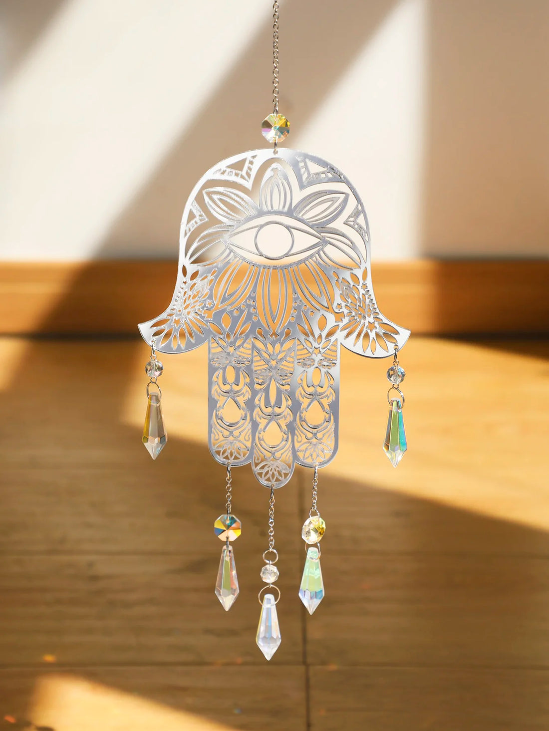 Evil Eye Hanging Garden Suncatchers Hamsa Hand Angel Wing Decor Prism Crystal Sun Catcher Indoor Window Home Decoration Gift