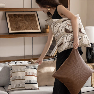 45X45CM Flower Geometry Throw Pillow Cover Yarn-dyed Stamping Waist Cushion Cover Decor Home Decorative Pillowcase