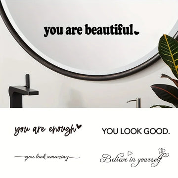 Inspire Motivational Quote Decal You Are Beautiful Mirror Vinyl Sticker Believe in yourself Stickers Bathroom Fitting Room Decor