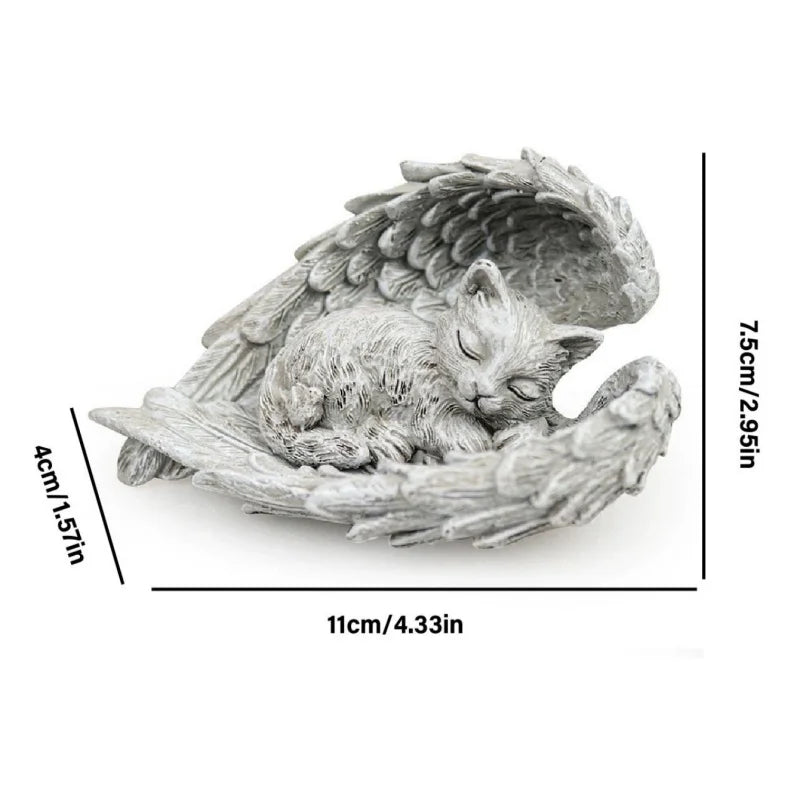 dog/Cat Angel Memorial Statue Commemorates Our Lost Fur Baby,Cat Figurines is Placed in The Outdoor Garden or Tombstone, Resin