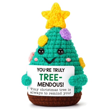 Mini Handmade Christmas Tree Crochet Decor Merry Inspirational Cheer Up Gifts for Sister Friends Mom Grandma Christmas Gifts