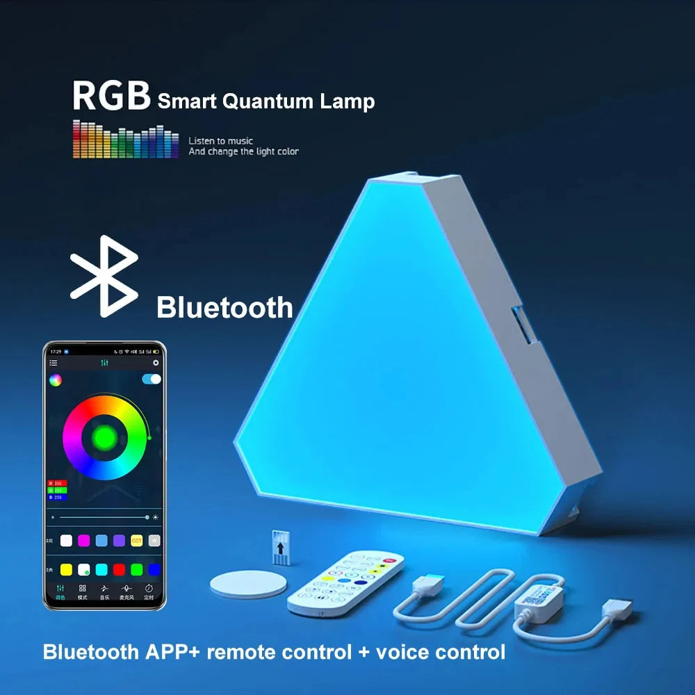 RGB IC Wall Lamp Triangle DIY Game Decoration LED Wall Lamp Bluetooth APP Control Game Bedroom Room Decoration Ambient Lights