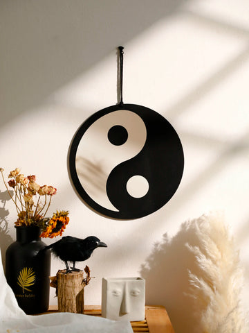 Yin Yang Mirror Wall Hanging Wall Decor Wooden Tai Chi Bagua Diagram Bedroom Living Room Decors Aesthetic Home Decoration Crafts