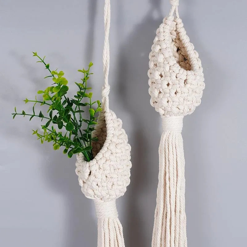 Hanging Basket Hand-woven Pineapple Shape Landscaping Cotton Macrame Flower Planter for Living Room Balcony Decorations