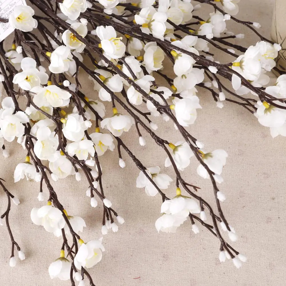 Artificial Plum Blossom 21.7'' Fake Wintersweet Long Stem Plastic  Flowers for Home Hotel Office Wedding Party Garden Decoration