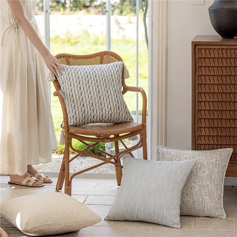 45X45CM Retro Yarn-dyed Throw Pillow Cover Premium Simplicity Stamping Waist Cushion Cover Decor Home Decorative Pillowcase