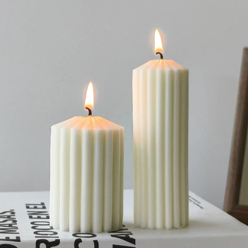 3D Candle Soap Mold Geometric Pointed Striped Cylinder Silicone DIY Handmade Aromatherapy Gypsum Gift Decoration Molds Supplies