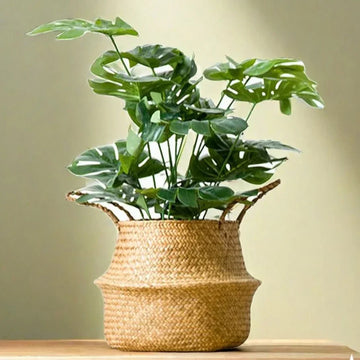 Handmade Seagrass Foldable Storage Bin Seaweed Wicker Cesta Mimbre Home Decor Flower Pot Organizer Basket Dirty Clothes Laundry