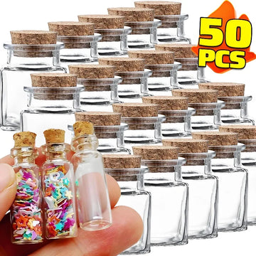 Mini Glass Bottles Small Glass Vials Empty Message Wishing Bottles Cork Stopper Storage Bottle Storage Candy Jars DIY Container