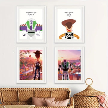Toy Story Art Prints Buzz Lightyear Poster To Infinity & Beyond Quote Canvas Painting Boys Room Wall Pictures Playroom Decor