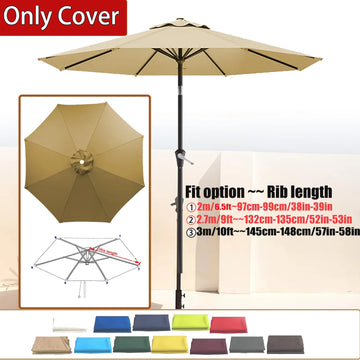 Green Replacement Umbrella Canopy 27m 8 Ribs Waterproof Garden Backyard Pool Cantilever Sunshade 9FT 10FT 6 Ribs 8 Ribs Cover