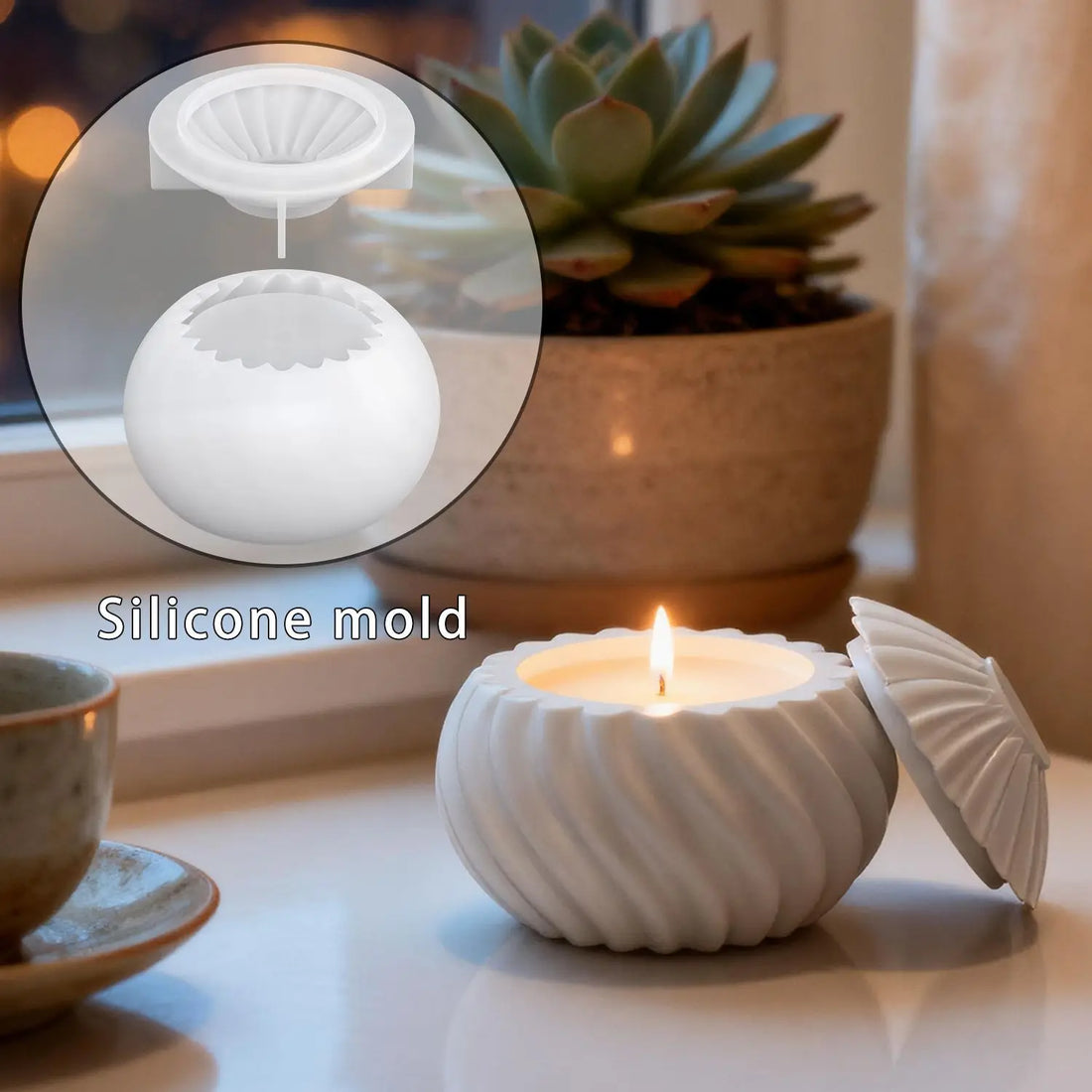 Spiral Pear Shape Silicone Mold DIY Candle Cup Resin Plaster Casting Mold Round Flowerpot Craft Aromatherapy Home Decor