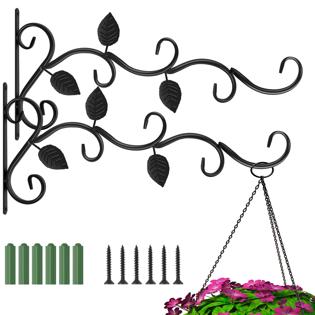 2/4Pcs Iron Hook Bracket Metal Practical Wall Mounted Flower Pot Basket for Garden Outdoor Indoor Hanging Plants Supplies