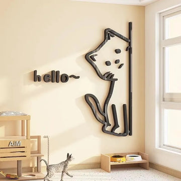 Hello Bear Cute Kitten Stickers Wall 3D Acrylic Wall Stickers Decoration for Commercial Glass Window & Door Decoration Welcome