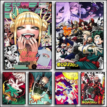 Classic Anime My Hero Academia Poster Self-adhesive Art Waterproof Paper Sticker Coffee House Bar Room Wall Decor