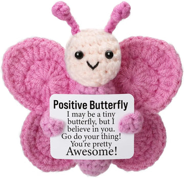 Crochet Positive Energy Butterfly Doll With Card Home Handmade Knitted Butterfly Desktop Ornament Christams Halloween Gifts