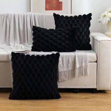 Black 40x40CM Super Soft Cozy Decorative Throw Pillow Covers Fuzzy Plush Faux Fur Luxury Cushion Cover Pillowcase for Sofa Couch