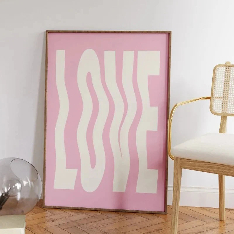Chaos Typography Art Print and Posters Modernist Wall Art Chaos Love Quote Canvas Paintings Preppy Aesthetic Living Room Picture