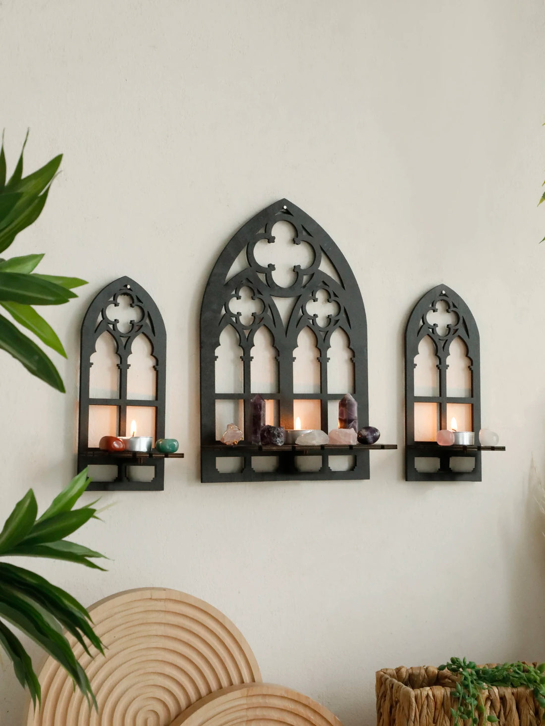 Gothic Wooden Hollow Wall Decoration Wall Decor for Vintage Cathedral Arch Frame Goth Room Decor Rustic Spooky Decorative Gift