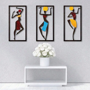 Boho Chic Brand Bohemian Macrame Wall Hanging - African Dancer Sculpture, Mid-Century Fiber Art For Living Room Bedroom Home Dec