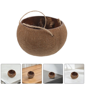 Hanging Coconut Shell Planter Indoor Plants Balcony Flower Pot Home Decor Multifunctional Versatile Sturdy Rope Design