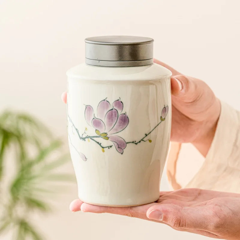 Funeral Cremation Urns for A Small of Pet Ashes and Memorial- Hand-Painted Ceramics Sealed jar - Burial Urns at Home