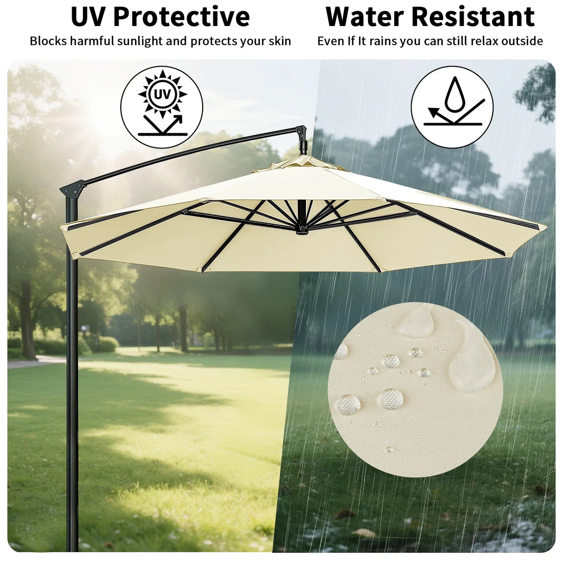 Parasol Replacement Cover 6 Ribs/8 Ribs Market Patio Umbrella Cloth Canopy Cover Waterproof Sunshade For Outdoor Garden
