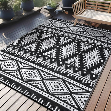 Kitinjoy Outdoor Rugs Waterproof Reversible Outdoor Plastic Straw Rugs Boho PatioIndoor Carpets RV Mat For Family Camp Picnic