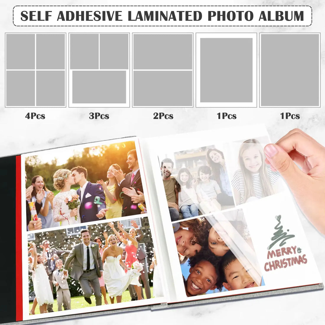 18 Inch Custom Family Memory Book - 20 Self-Adhesive Pages, Laminated Protection, Gift Ready (White or Black Inner Paper)
