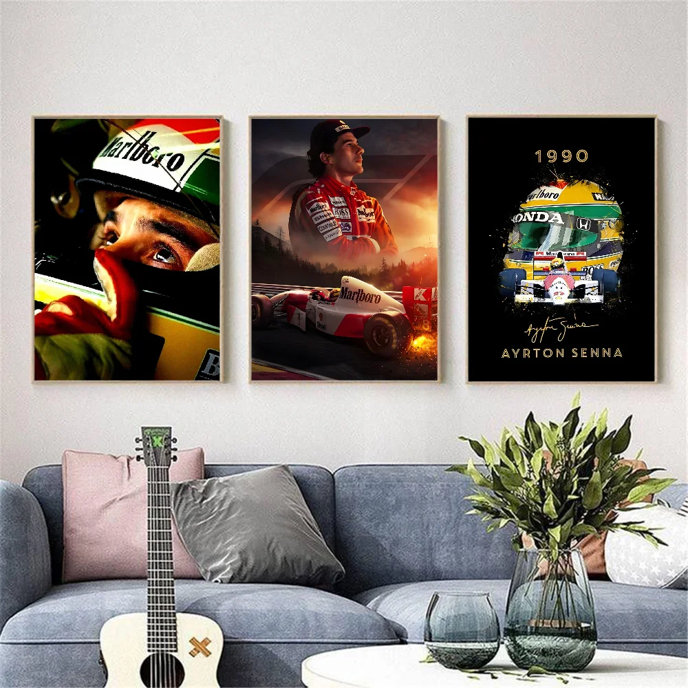 Ayrton Senna Classic Vintage Poster HD art sticky wall waterproof home living room bedroom bar aesthetic decoration