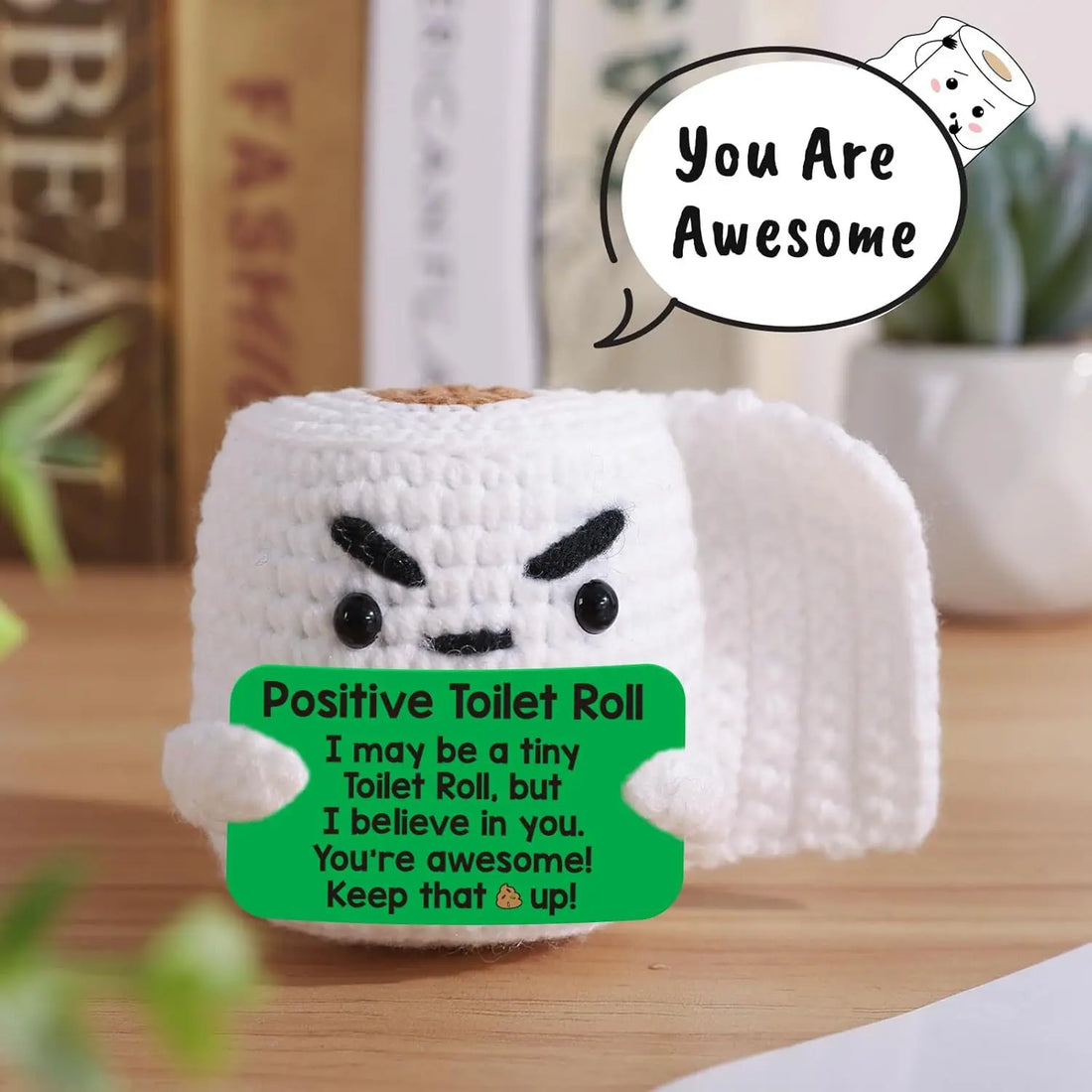 Positive Crochet Toilet Paper Funny Roll Gifts for Women Friend Coworker Birthday Gifts Christmas Stocking Stuffer