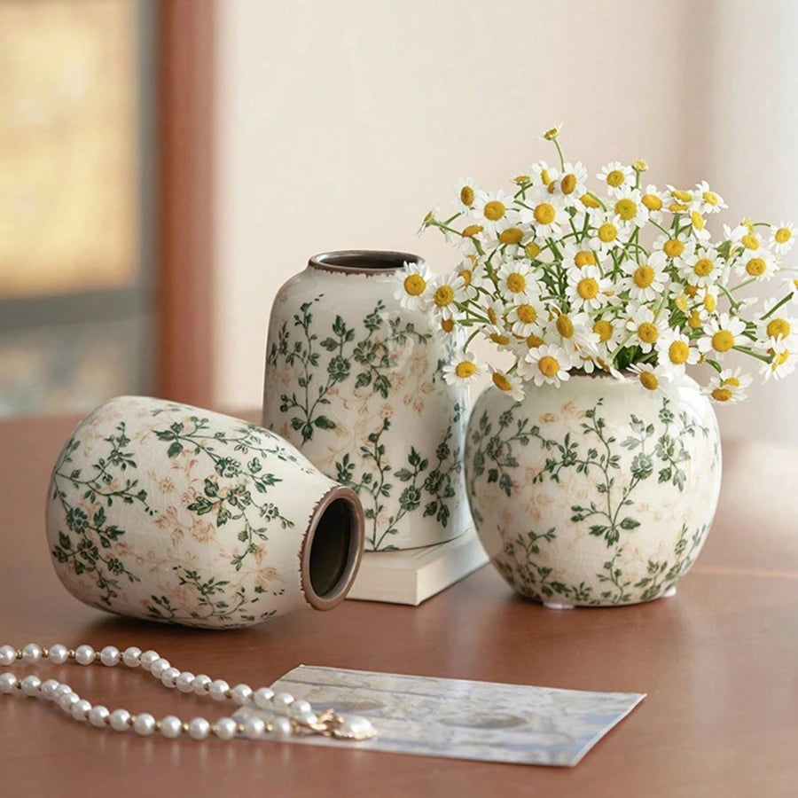 Ice Cracked Ceramic Vase Handmade Vase Bohemian Art Home Decoration Living Room Office Decoration Dried Flower Display Vase