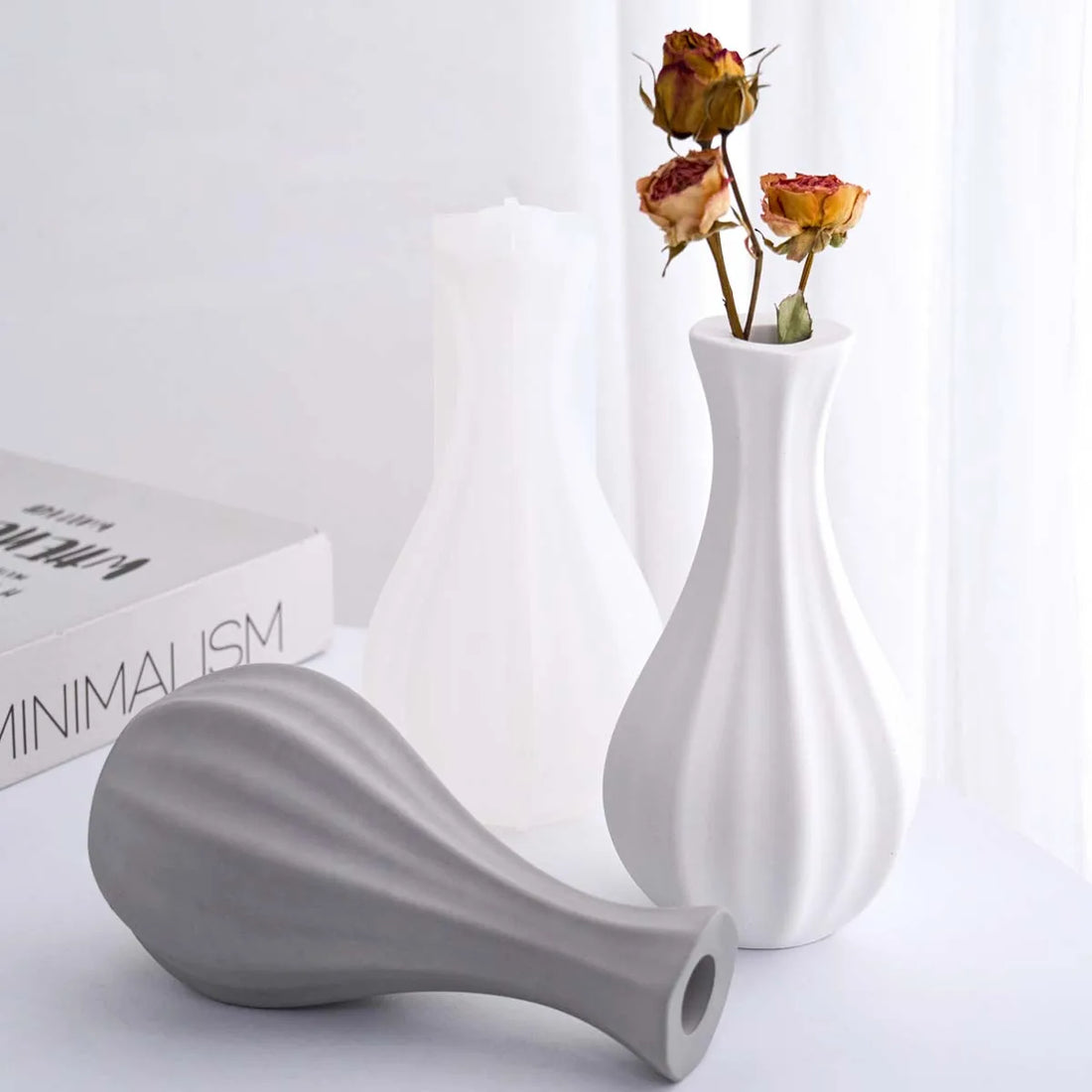 Simple Vase Silicone Mold DIY Nordic Modern Flowerpot Casting Molds Plaster Resin Craft Planter Making Home Decor Ornament