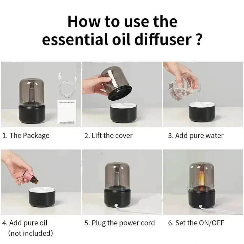 HOMEFISH Portable Mini Aroma Diffuser USB Air Humidifier Essential Oil Night Light Cold Mist Maker Sprayer for Home Gift