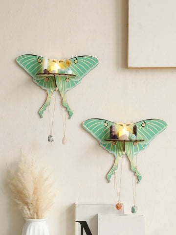 Green Butterfly Crystal Shelf Display Floating Wall Shelf Storage Rack Home Decoration Display Stand Room  Decors Bedroom Ledge