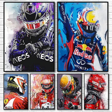 1PC 2023 Watercolor Formula One Grand Prix Racing Driver Graffiti Poster Self-adhesive Art Waterproof Paper Sticker Coffee House