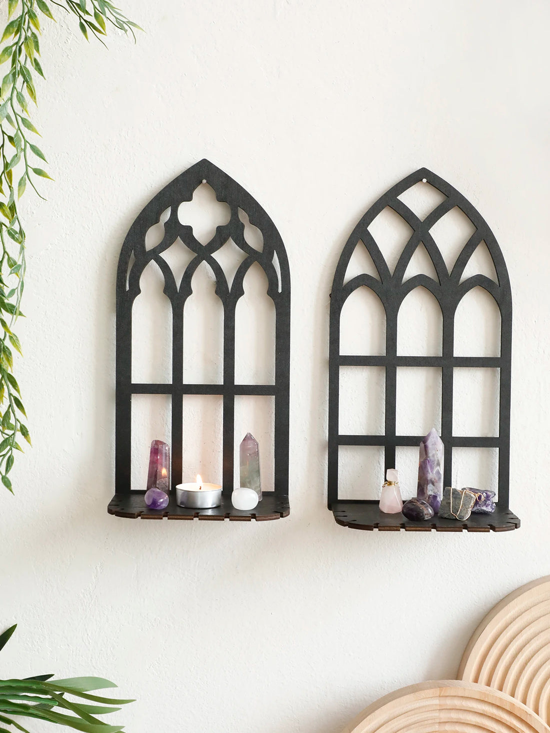 Gothic Wooden Hollow Wall Decoration Black Wall Hanging Home Decor Floating Shelves Vintage Door Frame Rustic Spooky Decorative