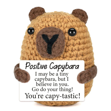 Funny Crochet Emotional Support Capybara Doll With Card Desktop Ornament Handmade Knitted Capybara Christmas Gifts Home Decor