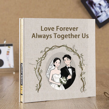 DIY Custom 18" Photo Album for Couples - 20 Self-Adhesive Laminated Pages - Perfect Romantic Gift for Her/Him (Pink, Blue)