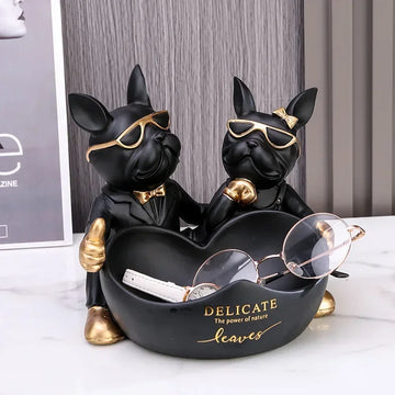 Creative Resin Love Lover Bulldog Dog Statue Animal Sculpture Storage Decoration Home Living Room Decor Housewarming Ornaments