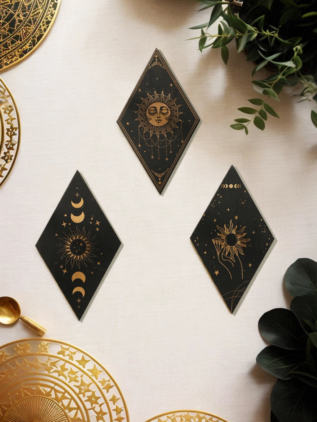 Wooden Witchy Wall Pediments Gothic Moon Stars Sun Phases Snake Wall Decor Wall Hanging for Home Bedroom Farmhouse Crafts Decor