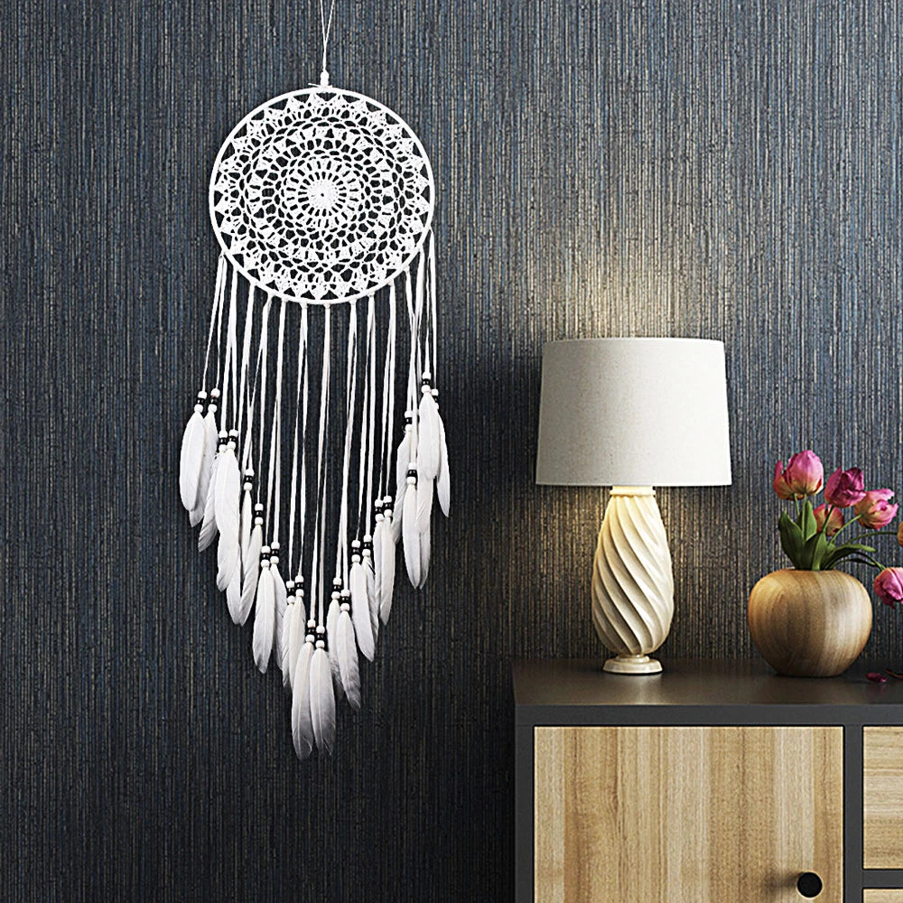 Macrame Dream Catcher Bohemian Leaf Wall Hanging Nordic Decor Boho Tapestry Ornaments for Home Living Room Kids Room Decoration