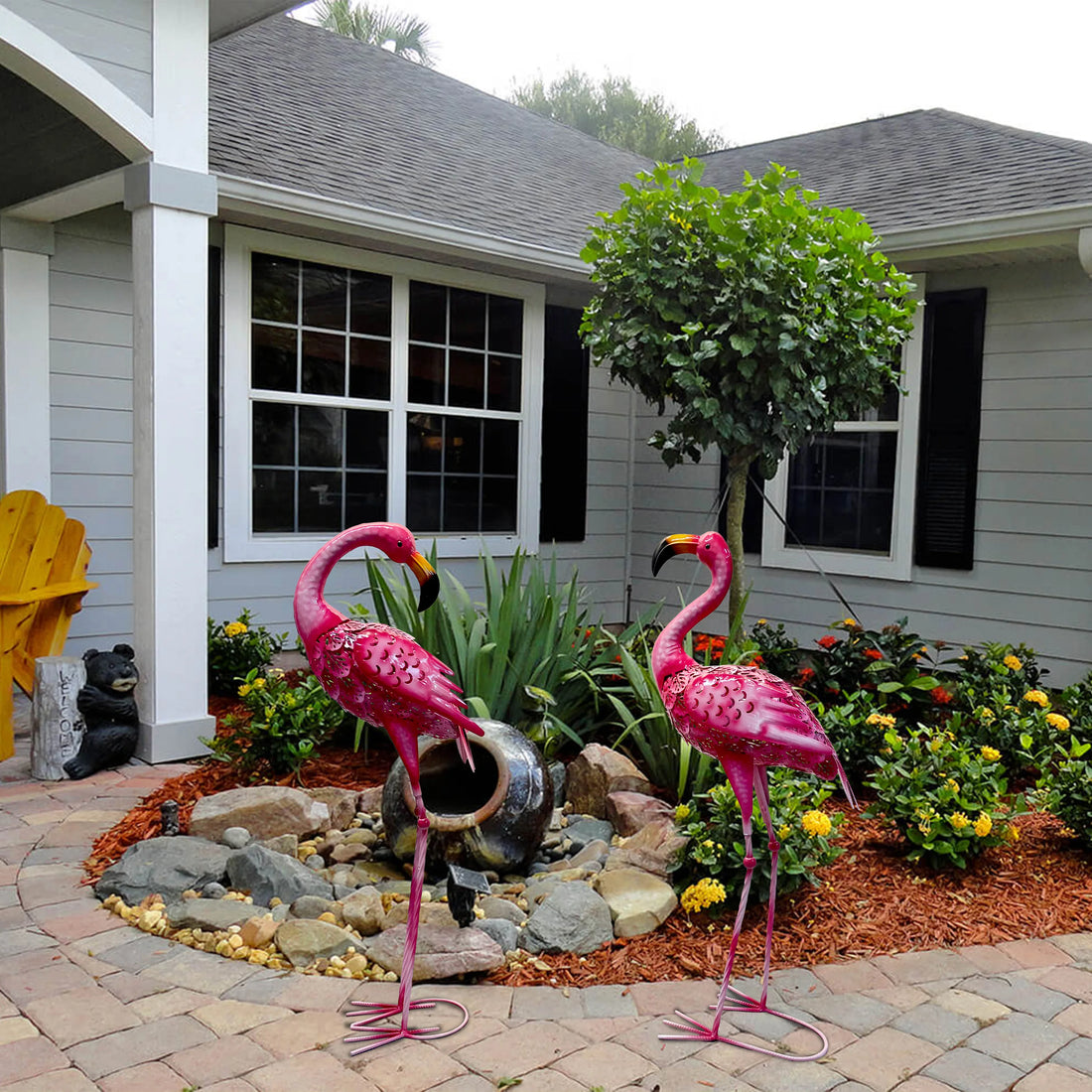 Garden Pink Flamingo Statue Outdoor, Courtyard Lawn Patio Ornament Outdoor Decoration - Unique Housewarming Gift