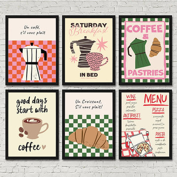 Funny Retro Kitchen Print Bread Donut Coffee Poster Wall Art Canvas Painting Diner Room Decor Picture No Frame