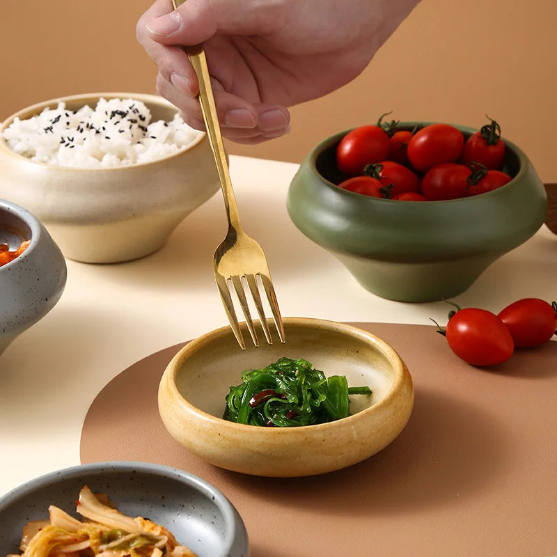 Solid Color Ceramic Sauce Salad Dessert Bowl Retro Fashion Luxury Gift Appetizer Dip Bowl Condiment Kitchen Bar Utensils