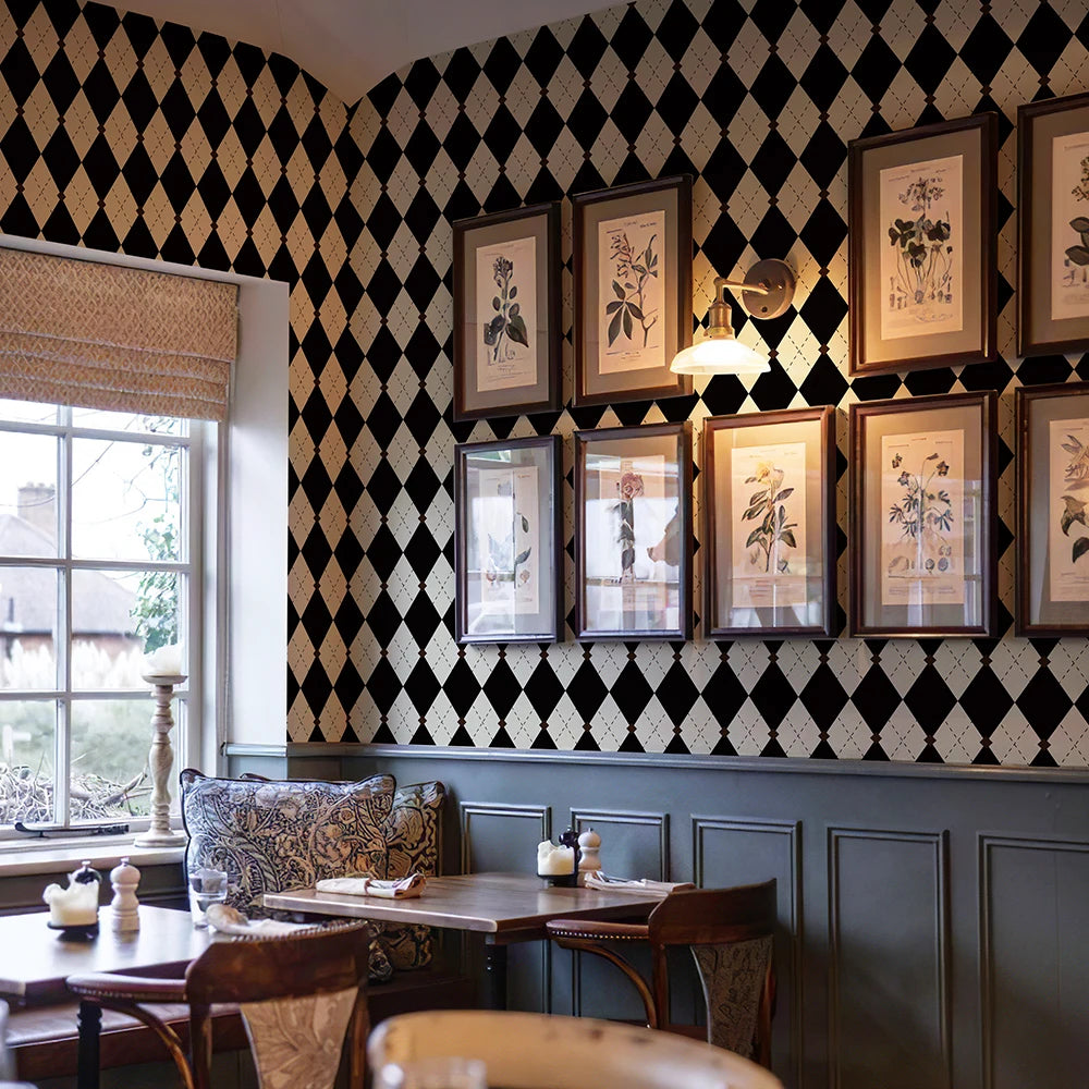 Vintage Plaid Print Self Adhesive Wallpaper Home Decor Peel And Stick Room Decoration Retro Classic Waterproof TV Background