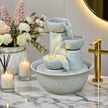 Tabletop Fountain Indoor Waterfall Meditation Fountain Relaxing Ambiance for Office Desk Bedroom Yoga & Home Decor Gift